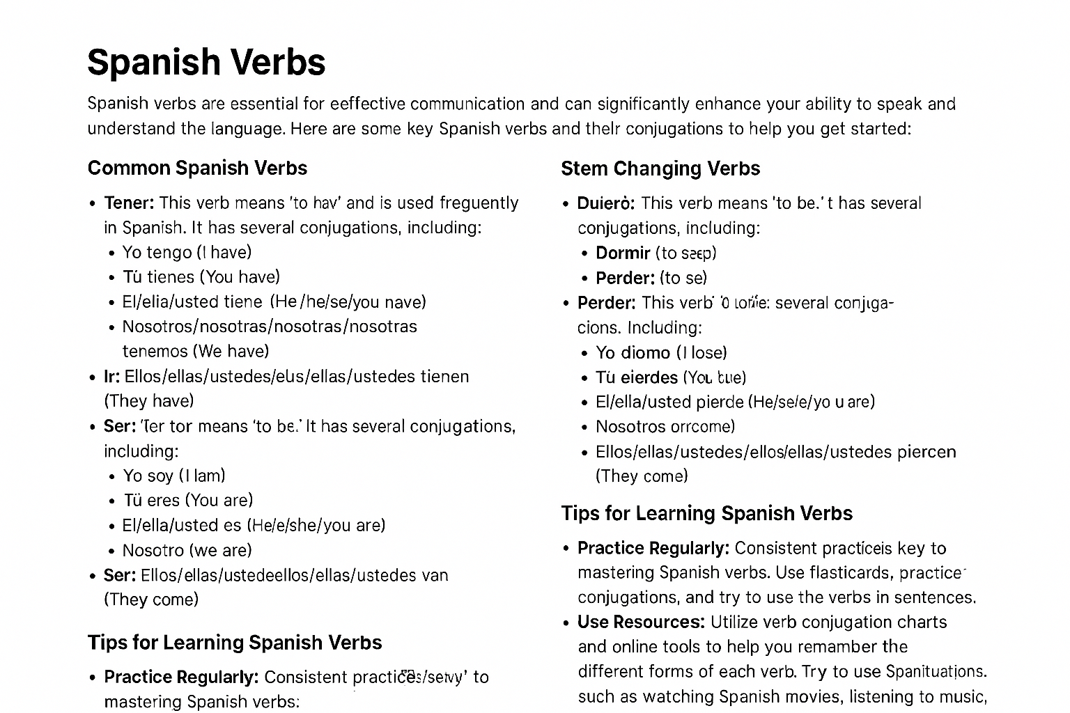 Mastering Common Spanish Verbs: Essential Conjugations and Usage Tips for Beginners and Language Learners